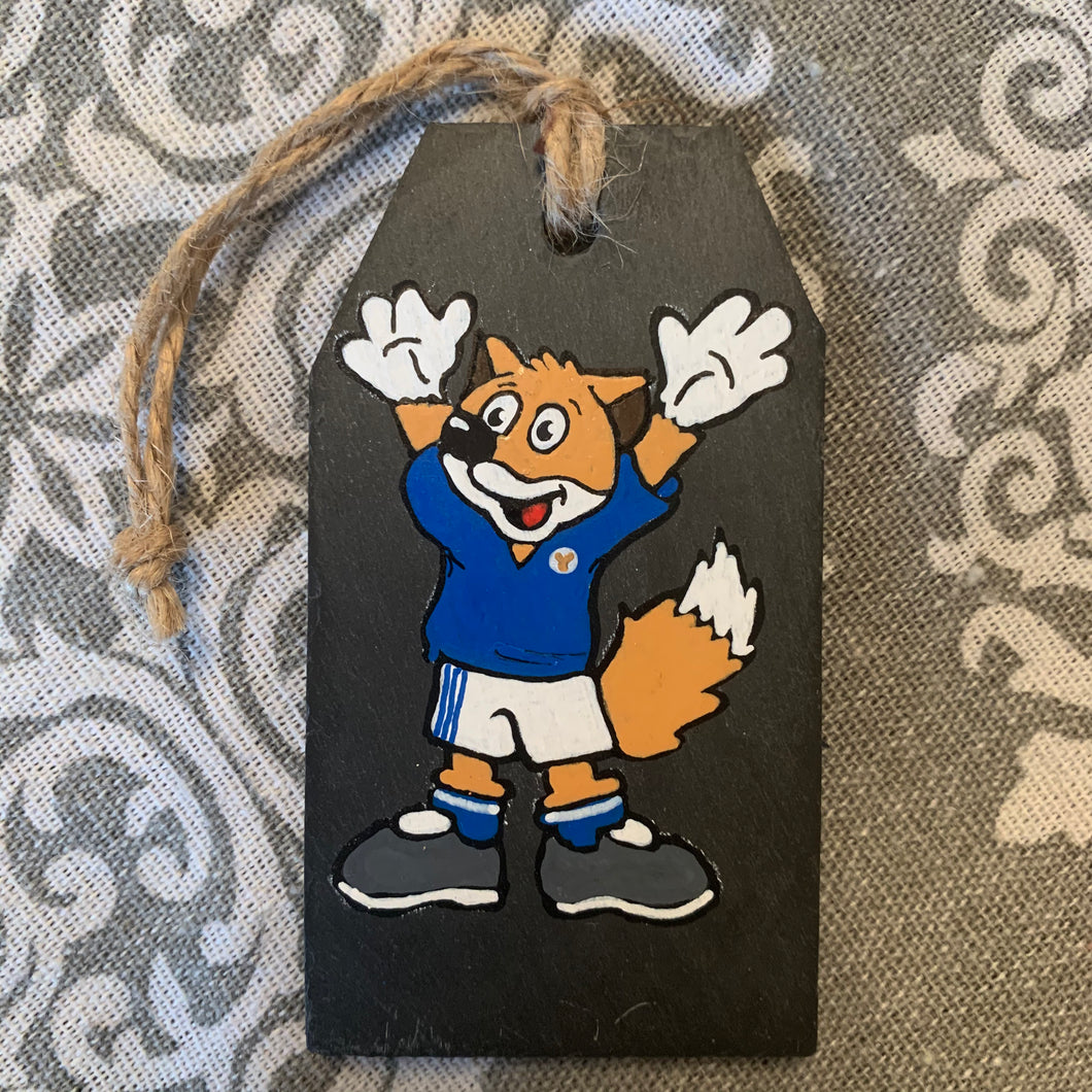 Hanging Slate Filbert Fox (colours of Leicester city)