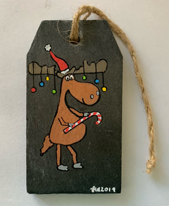 Hanging Slate Christmas decoration 'Moose'