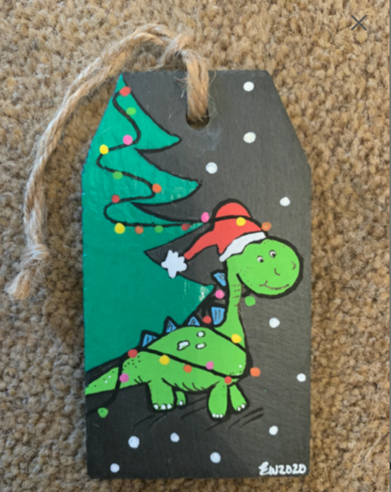 Hanging Slate Christmas decoration 'Dinosaur'