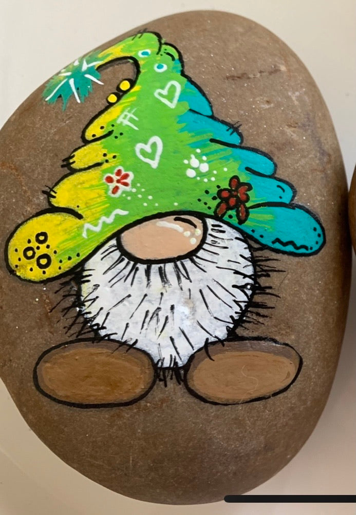 Hand painted Gnome pebble