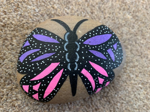 Hand painted Butterfly rock
