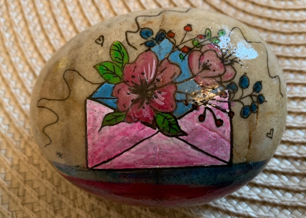 Hand painted Flowers rock